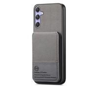 COQUE Custodia a portafoglio per Honor 600 Pro, texture twill, scomparti per carte integrati e cinturino da polso, protezione RFID, tasca con cerniera, custodia protettiva in pelle-Grigio