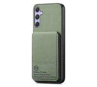 COQUE Custodia a portafoglio per Honor 600 Pro, texture twill, scomparti per carte integrati e cinturino da polso, protezione RFID, tasca con cerniera, custodia protettiva in pelle-Verde
