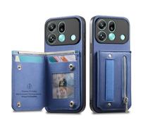 COQUE Custodia a portafoglio per Oppo Find X9s Pro, texture twill, scomparti per carte integrati e cinturino da polso, protezione RFID, tasca con cerniera, custodia protettiva in pelle-Blu