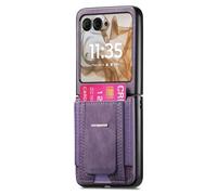 COQUE Custodia con cerniera retròper Motorola Razr 70, custodia antiurto con supporto nascosto, porta carte e anello, custodia per Motorola Razr 70-Viola