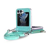 COQUE Custodia Galaxy Z Flip 5 5G, Multi-slot sottile con custodia protettiva a corda lunga a tracolla, Cover pieghevole per telefono per Samsung Galaxy Z Flip 5 5G-Verde
