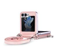 COQUE Custodia Galaxy Z Flip 5 5G, Multi-slot sottile con custodia protettiva a corda lunga a tracolla, Cover pieghevole per telefono per Samsung Galaxy Z Flip 5 5G-Rosa