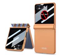COQUE Custodia Galaxy Z Flip 7 Con pellicola per la privacy,Pellicola Protettiva Guscio Integrato Guscio Pieghevole All-Inclusive,Cover Telefono Pieghevole per Samsung Galaxy Z Flip 7 5G-Arancia