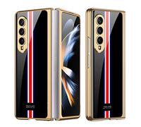 COQUE Custodia Galaxy Z Fold 4 5G,Custodia per cellulare verniciata lucida in vetro ultra sottile 9H,Cover pieghevole per Samsung Galaxy Z Fold 4 5G-Nero limitato