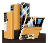 COQUE Custodia Honor Magic Vs,Custodia per telefono in morbida pelle ultra sottile integrata con pellicola a cerniera magnetica,Cover pieghevole per Honor Magic Vs-arancione