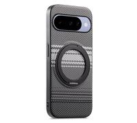 COQUE Custodia in fibra di carbonio per Google Pixel 10 Pro, supporto magnetico rotante a 360° con suono a clic, custodia protettiva Afterglow per Google Pixel 10 Pro-nero