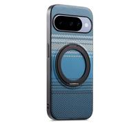 COQUE Custodia in fibra di carbonio per Google Pixel 10 Pro, supporto magnetico rotante a 360° con suono a clic, custodia protettiva Afterglow per Google Pixel 10 Pro-blu