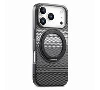 COQUE Custodia in fibra di carbonio per Honor 600, supporto magnetico rotante a 360° con suono a clic, custodia protettiva Afterglow per Honor 600, colore nero