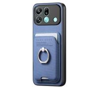COQUE Custodia in tessuto testurizzato per Oppo Find X9s Pro, con porta carte magnetico e anello, supporto rotante, forte adesione magnetica, custodia protettiva antiurto-Blu