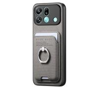 COQUE Custodia in tessuto testurizzato per Oppo Find X9s Pro, con porta carte magnetico e anello, supporto rotante, forte adesione magnetica, custodia protettiva antiurto-Grigio