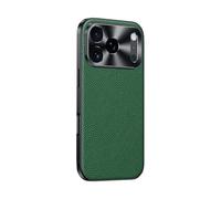 COQUE Custodia in vera pelle premium per Apple iPhone 17 Pro Max, protezione completa, copertura della fotocamera in metallo rialzato per Apple iPhone 17 Pro Max-Verde
