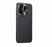 COQUE Custodia in vera pelle premium per Oppo Find X9, protezione completa, copertura della fotocamera in metallo rialzato per Oppo Find X9-Nero