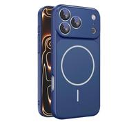 COQUE Custodia magnetica per Apple iPhone 17 Pro Max, design con pulsante monoblocco, anello magnetico integrato, con protezione per l'obiettivo della fotocamera, custodia protettiva sottile-Blu