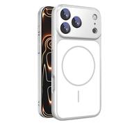 COQUE Custodia magnetica per Apple iPhone 17 Pro Max, design con pulsante monoblocco, anello magnetico integrato, con protezione per l'obiettivo della fotocamera, custodia protettiva sottile-Bianco
