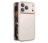 COQUE Custodia magnetica per Apple iPhone 17 Pro Max, design con pulsante monoblocco, anello magnetico integrato, con protezione per l'obiettivo della fotocamera, custodia protettiva sottile-Oro