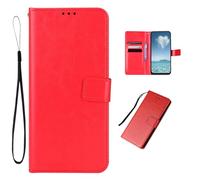COQUE Custodia per Blackview Shark 6, Custodia Portafoglio Magnetica in Pelle Crazy Horse con Slot Flip per Carte Blackview Shark 6-Rosso