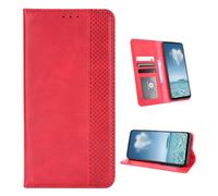 COQUE Custodia per Doogee Note 56X Pro, Portafoglio con Chiusura Magnetica a Righe Vintage e Slot Carte, Flip per Doogee Note 56X Pro-Rosso