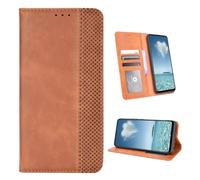 COQUE Custodia per Doogee Note 56X Pro, Portafoglio con Chiusura Magnetica a Righe Vintage e Slot Carte, Flip per Doogee Note 56X Pro-Marrone