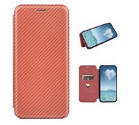 COQUE Custodia per Fairphone 6,Custodia a Portafoglio in Pelle Flip Con Slot Schede,custodia in TPU in Pelle Fibra di Carbonio Fairphone 6-Marrone