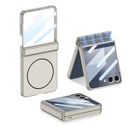 COQUE Custodia per Galaxy Z Flip 7, custodia per cellulare con cerniera magnetica e pellicola protettiva, custodia pieghevole con ricarica wireless per Samsung Galaxy Z Flip 7 5G-Oro