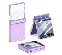 COQUE Custodia per Galaxy Z Flip 7, custodia per cellulare con cerniera magnetica e pellicola protettiva, custodia pieghevole con ricarica wireless per Samsung Galaxy Z Flip 7 5G-Viola