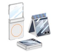 COQUE Custodia per Galaxy Z Flip 7, custodia per cellulare con cerniera magnetica e pellicola protettiva, custodia pieghevole con ricarica wireless per Samsung Galaxy Z Flip 7 5G-Argento