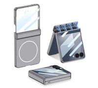 COQUE Custodia per Galaxy Z Flip 7, custodia per cellulare con cerniera magnetica e pellicola protettiva, custodia pieghevole con ricarica wireless per Samsung Galaxy Z Flip 7 5G-Grigio