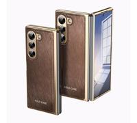 COQUE Custodia per Galaxy Z Fold 6,Pellicola protettiva integrata con cornice in oro galvanizzato, guscio antiscivolo,Cover pieghevole per Samsung Galaxy Z Fold 6 5G-Marrone