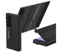 COQUE Custodia per Galaxy Z TriFold, custodia pieghevole con supporto per telefono, custodia pieghevole per telefono in 3 parti per Samsung Galaxy Z TriFold-Fibra di Carbonio