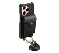 COQUE Custodia per Huawei Pura 80, texture litchi, design porta carte a fisarmonica, specchio integrato, con 1 tracolla staccabile, custodia protettiva antiurto per Huawei Pura 80-Nero