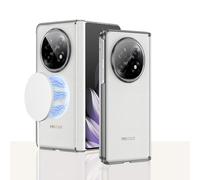 COQUE Custodia per Oppo Find N5, ultra sottile in pelle liscia con cerniera a copertura totale, custodia pieghevole con anello magnetico nascosto per telefono Oppo Find N5-Bianco