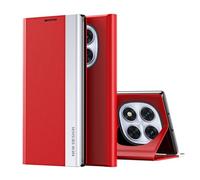 COQUE Custodia per Redmi Note 14 Pro 5G,Custodia in pelle magnetica per smartphone ribaltabile sul lato destro,Cover per telefono in TPU antiurto per Xiaomi Redmi Note 14 Pro 5G-Rosso