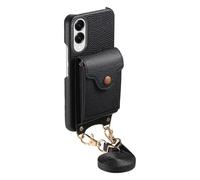 COQUE Custodia per Samsung Galaxy S25 Edge, design porta carte a fisarmonica, specchio integrato, con 1 tracolla staccabile, custodia protettiva antiurto per Samsung Galaxy S25 Edge-Nero