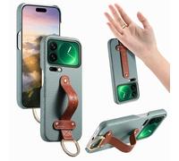 COQUE Custodia per Xiaomi 17 Pro, effetto litchi, in pelle PU, anello con cinturino da polso, design con finiture a diamante, antiurto, anti-goccia, custodia protettiva per Xiaomi 17 Pro-blu