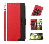 COQUE Custodia per Xiaomi Redmi Note 17 5G,la Custodia Del Telefono Con Spazzola Antifurto RFID Con Slot per Scheda Anti-Shock per la Protezione Flip Folio Motorola Moto G7-Rosso