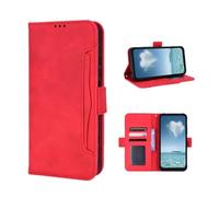 COQUE Custodia per ZTE nubia Neo 3 GT 5G, Portafoglio laterale magnetico multi-scomparto per biglietti da visita, Cover protettiva ZTE nubia Neo 3 GT 5G-Rosso