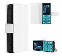 COQUE Custodia Portafoglio con Texture Tessuta Magnetica e-Bianco | Slot per Carte per HMD 105 4G, Custodia a Sportello per HMD 105 4G