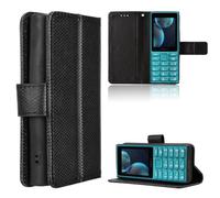 COQUE Custodia Portafoglio con Texture Tessuta Magnetica e-Nero | Slot per Carte per HMD 105 4G, Custodia a Sportello per HMD 105 4G