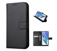 COQUE Custodia Portafoglio con Texture Tessuta Magnetica e Slot per Carte per Tecno Spark KN3, Custodia a Sportello per Tecno Spark KN3-Nero
