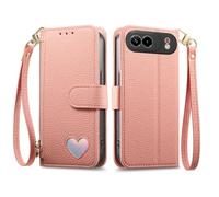 COQUE Custodia portafoglio cuore supporto ZTE nubia Air Pro-Rosa