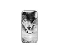 Coque Maniacase per iPhone 16E Il lupo e la lupa Animale nero e bianco