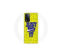 Coque Maniacase per Oppo A93s 5G logo just do it colore blu fronte giallo