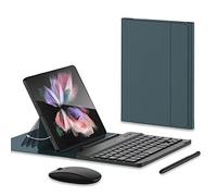 COQUE Mouse Bluetooth, tastiera, custodia in pelle, stilo + penna slot kit da scrivania, supporto per custodia per telefono cellulare per vivo X Fold-Verde