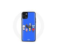 Coque per Iphone 13 Mini BTS BT21 Tata Chimmy Cooky Rj Koya Shooky e Mang Suonano Musica Fondo Blu