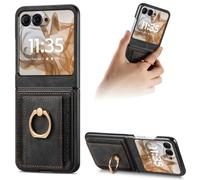 COQUE per Motorola Razr 60 Custodia per telefono con [blocco RFID][slot per schede] Custodia protettiva antiurto, custodia protettiva per Motorola Razr 60-Nero