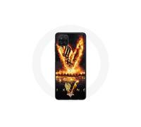 Coque per Samsung Galaxy A22 4G Vikings Serie Stagione 6 logo V Spada di Fuoco Sfondo Nero
