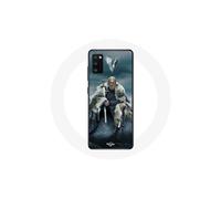 Coque per Samsung Galaxy A41 Vikings Serie Stagione 6 Logo Ragnar Lothbrok V Spada Grigio Fondo Nebuloso