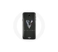 Coque per Samsung Galaxy S4 Vikings Serie Stagione 6 logo V Spada Grigia Fondo Nero