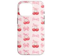 Coquette Aesthetic Pink Bow and Cherry Pattern Custodia per iPhone 16 Pro