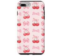 Coquette Aesthetic Pink Bow and Cherry Pattern Custodia per iPhone 7 Plus/8 Plus